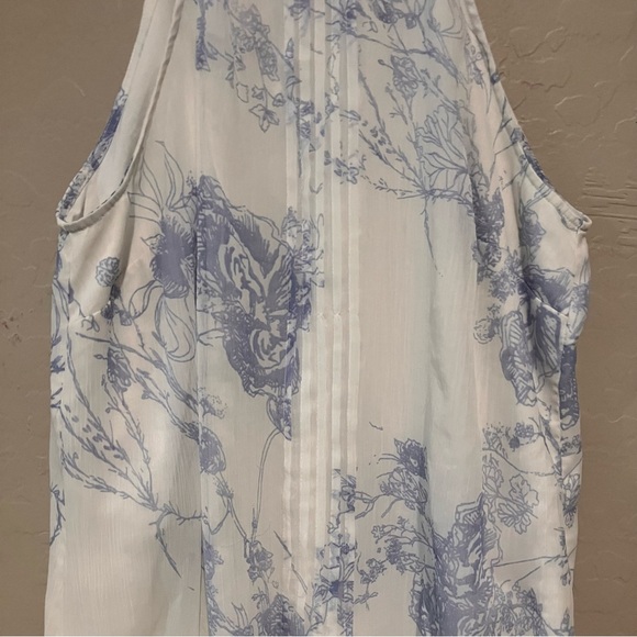 Vero Moda White and Blue Floral Sleeveless Boho Victorian Tank Blouse Size Large - Picture 6 of 14